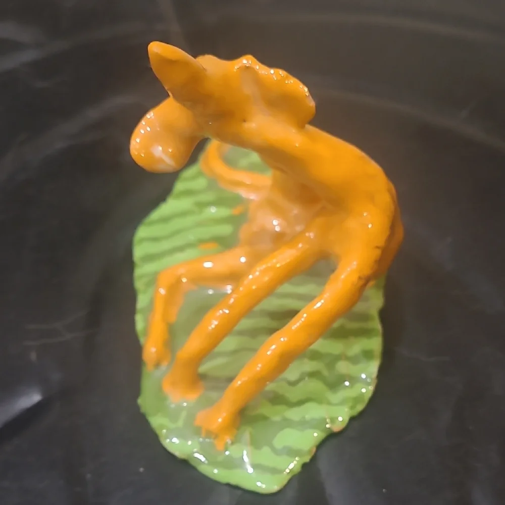 Antique Italian Orange Figurine on Green Base